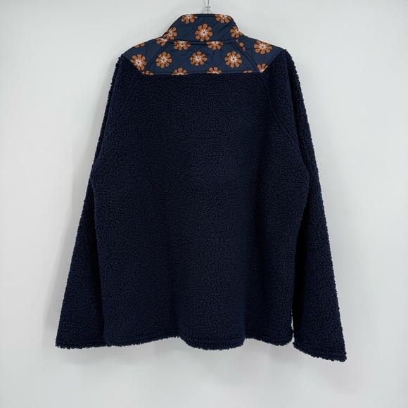 Vera Bradley 1/4 Zip Jacket Womens Size Medium Teddy Fleece Quilted Floral Blue - Picture 8 of 9